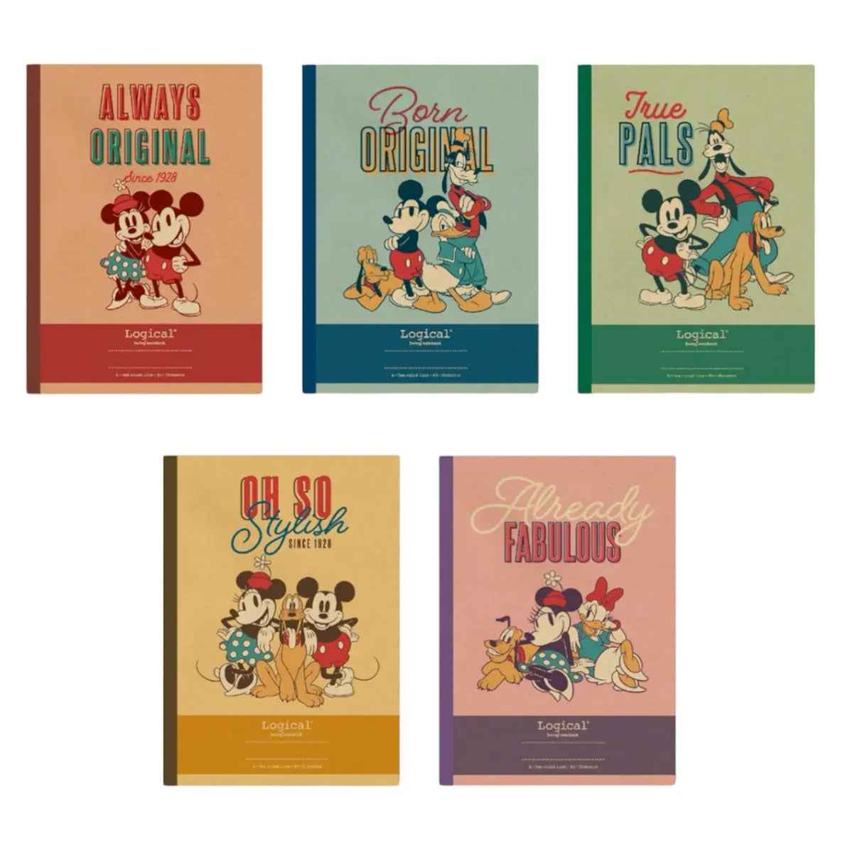 pack 5 cuadernos minnie mickey mouse disney vintage 7mm A Line