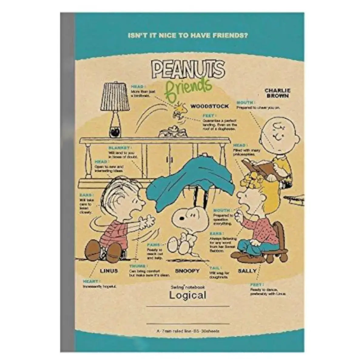 pack 5 cuadernos logical snoopy vintage 7mm A Line