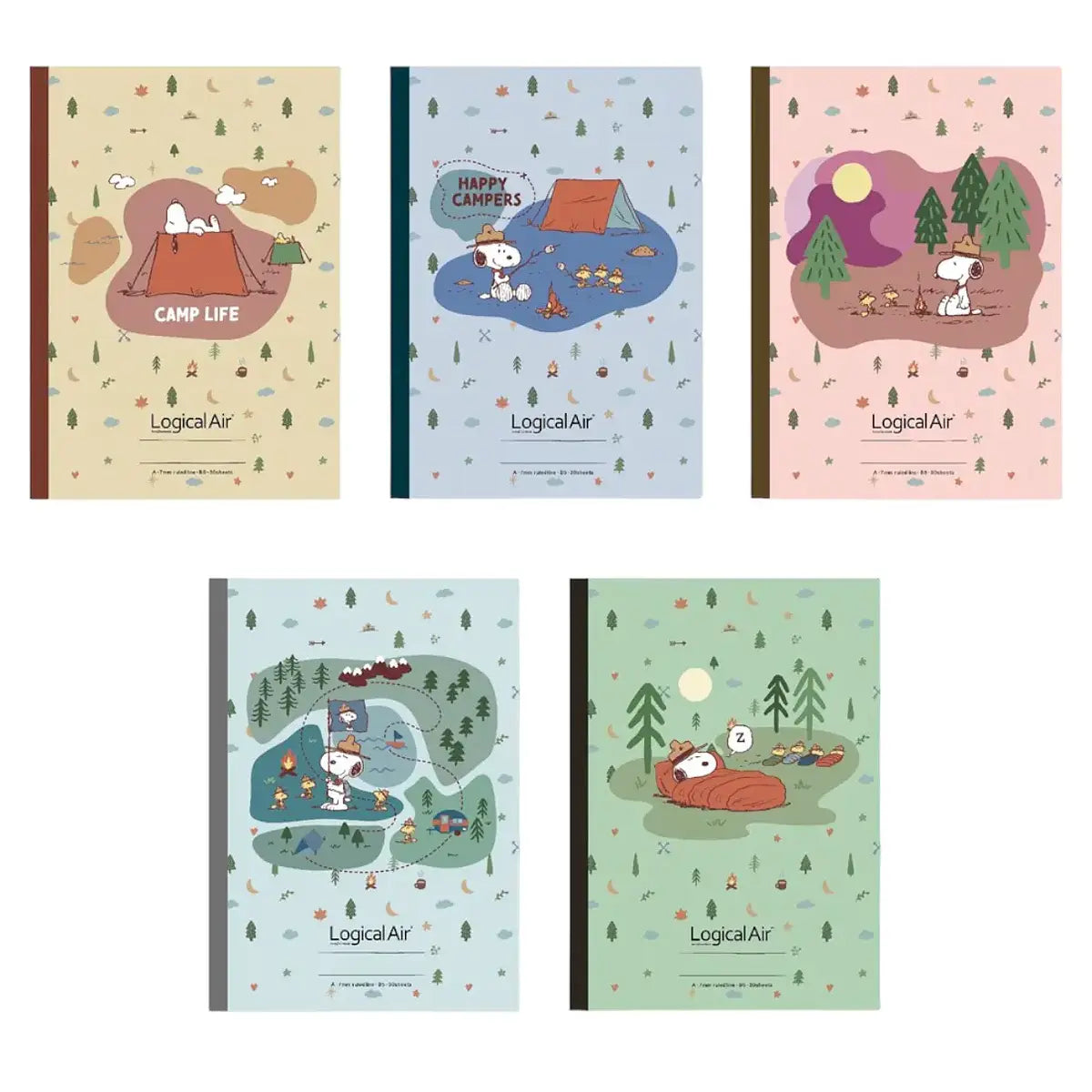 pack 5 cuadernos logical snoopy scout 7mm A Line