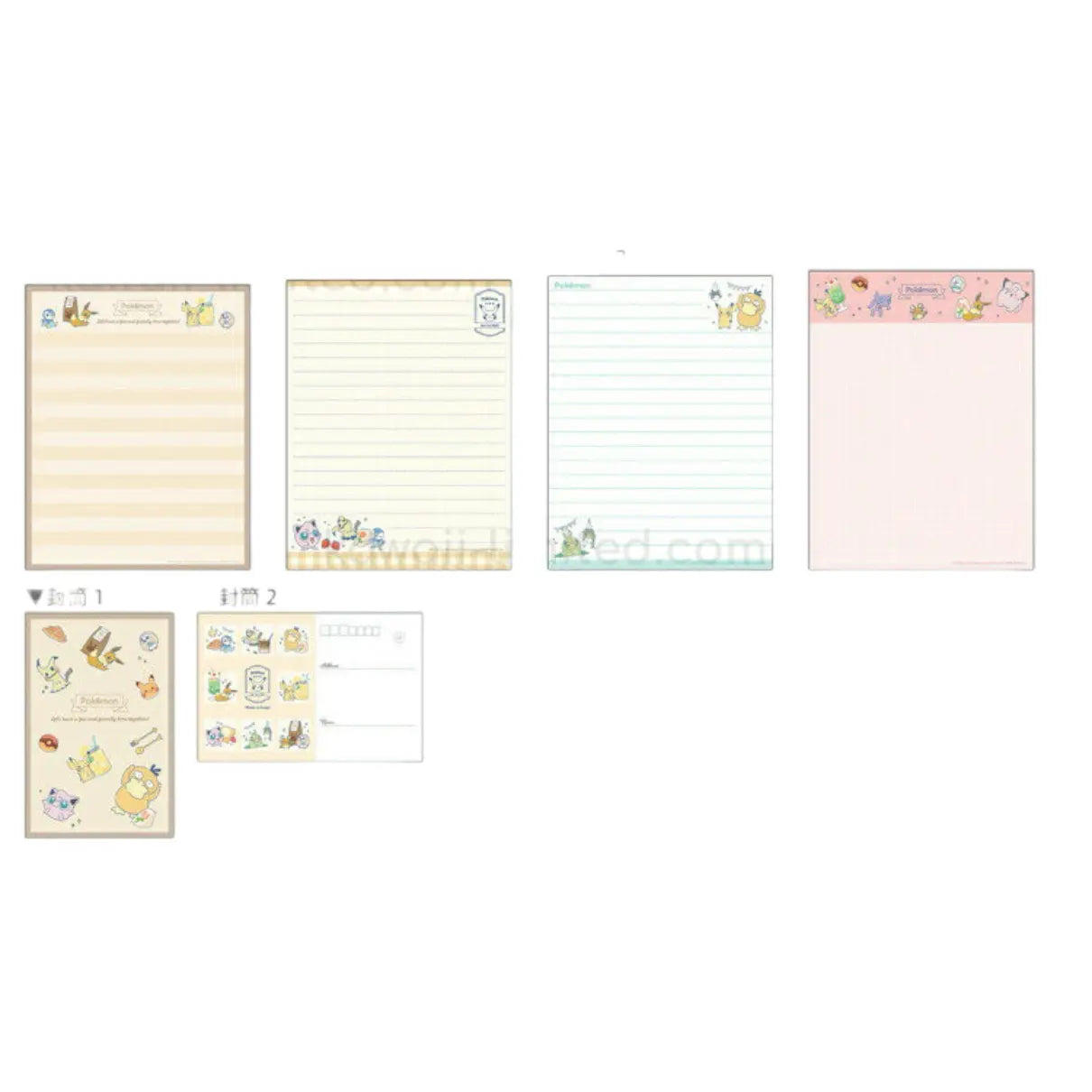set de cartas y sobres pokémon (28 hojas / 14 sobres)