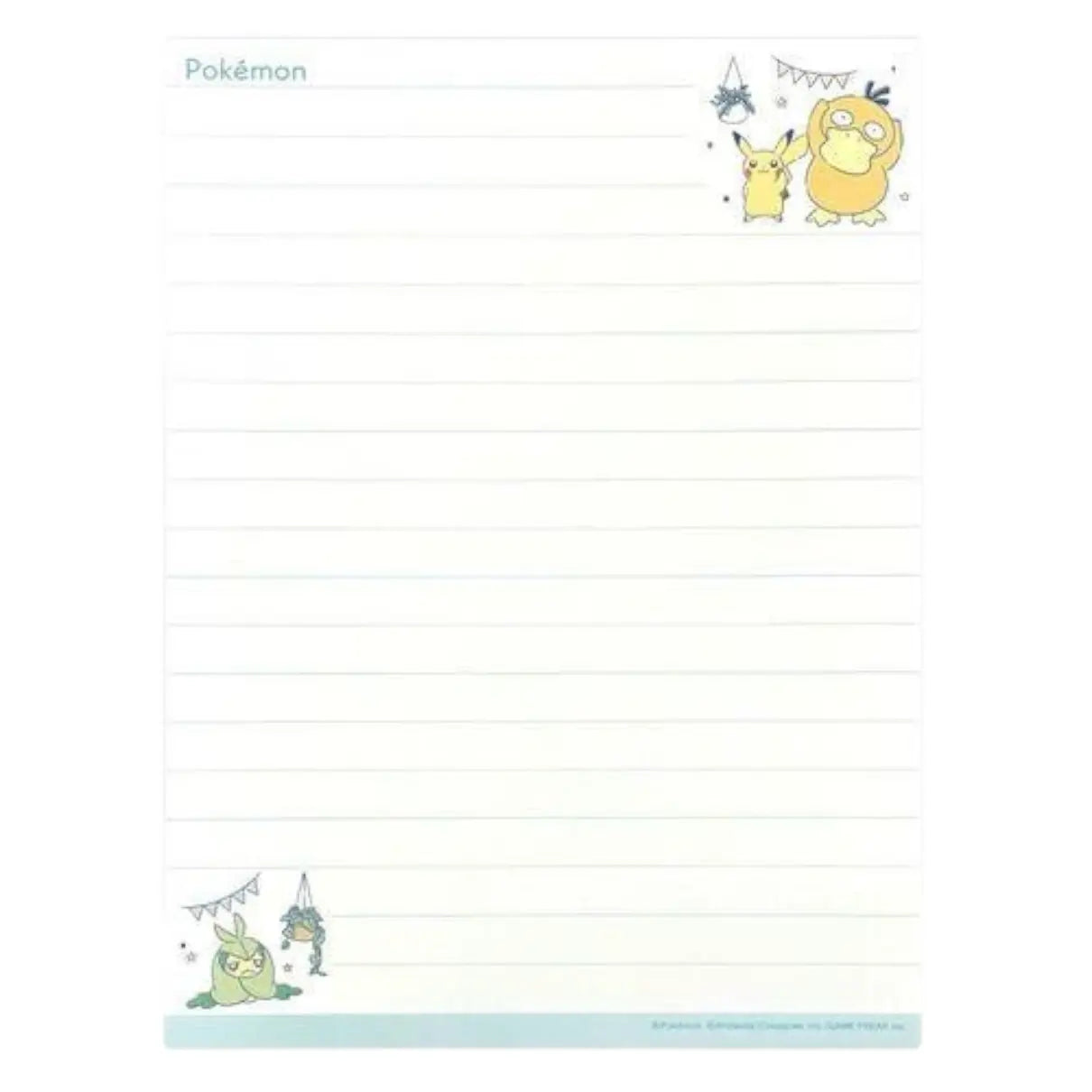 set de cartas y sobres pokémon (28 hojas / 14 sobres)