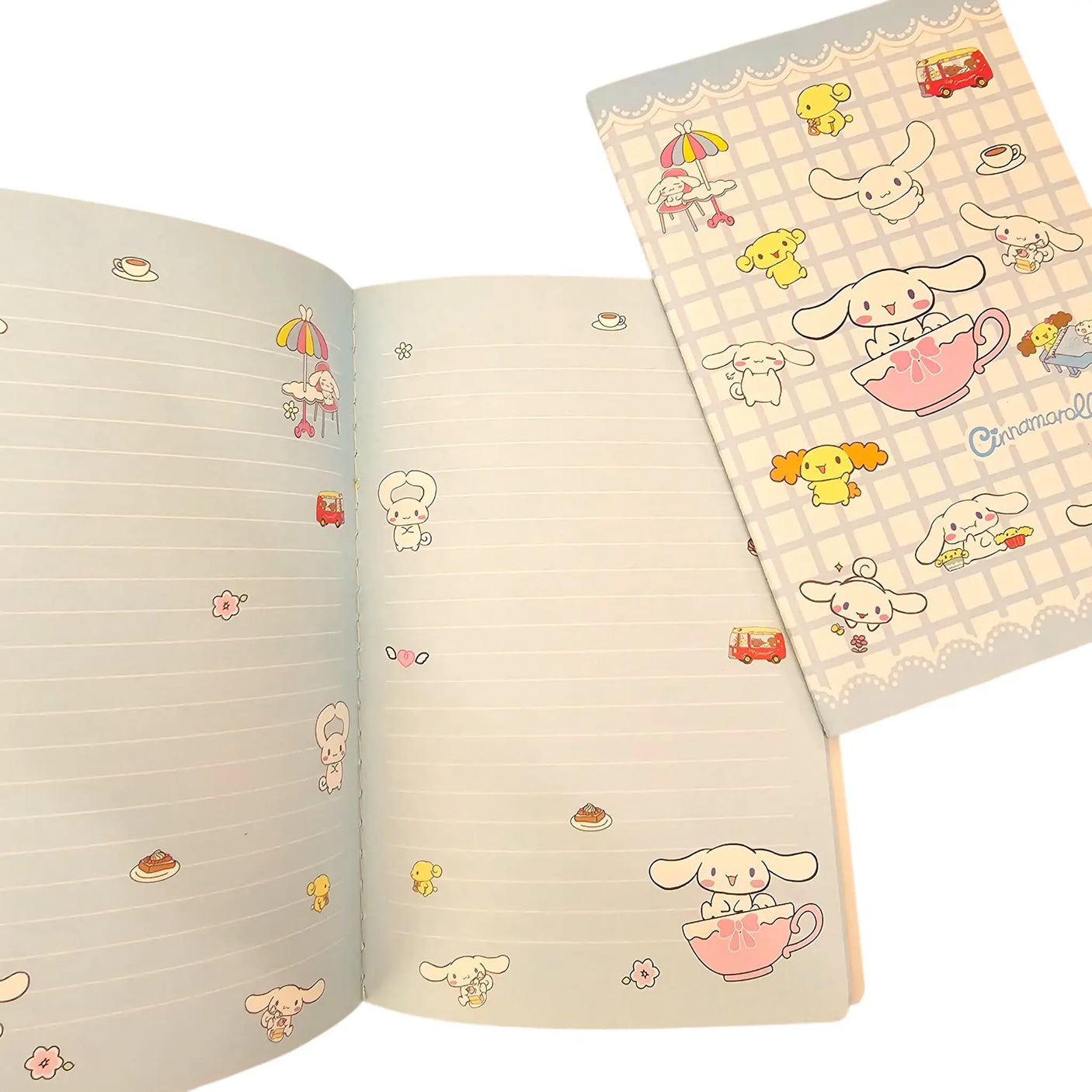 libreta sanrio cinnamoroll hojas con diseño líneas