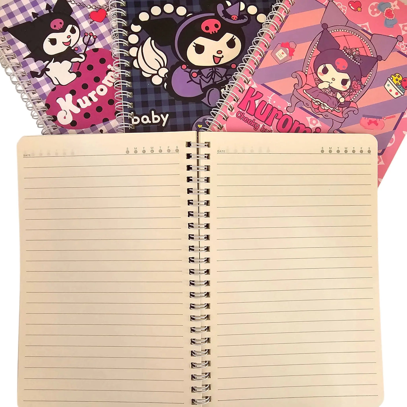 libreta con espiral sanrio kuromi líneas