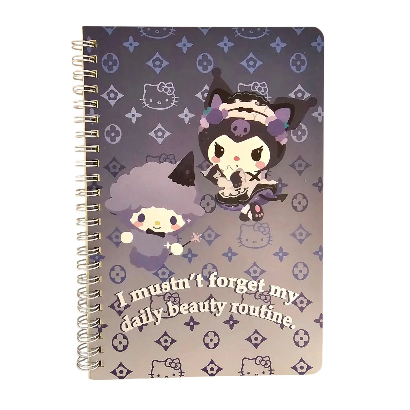libreta con espiral sanrio kuromi líneas
