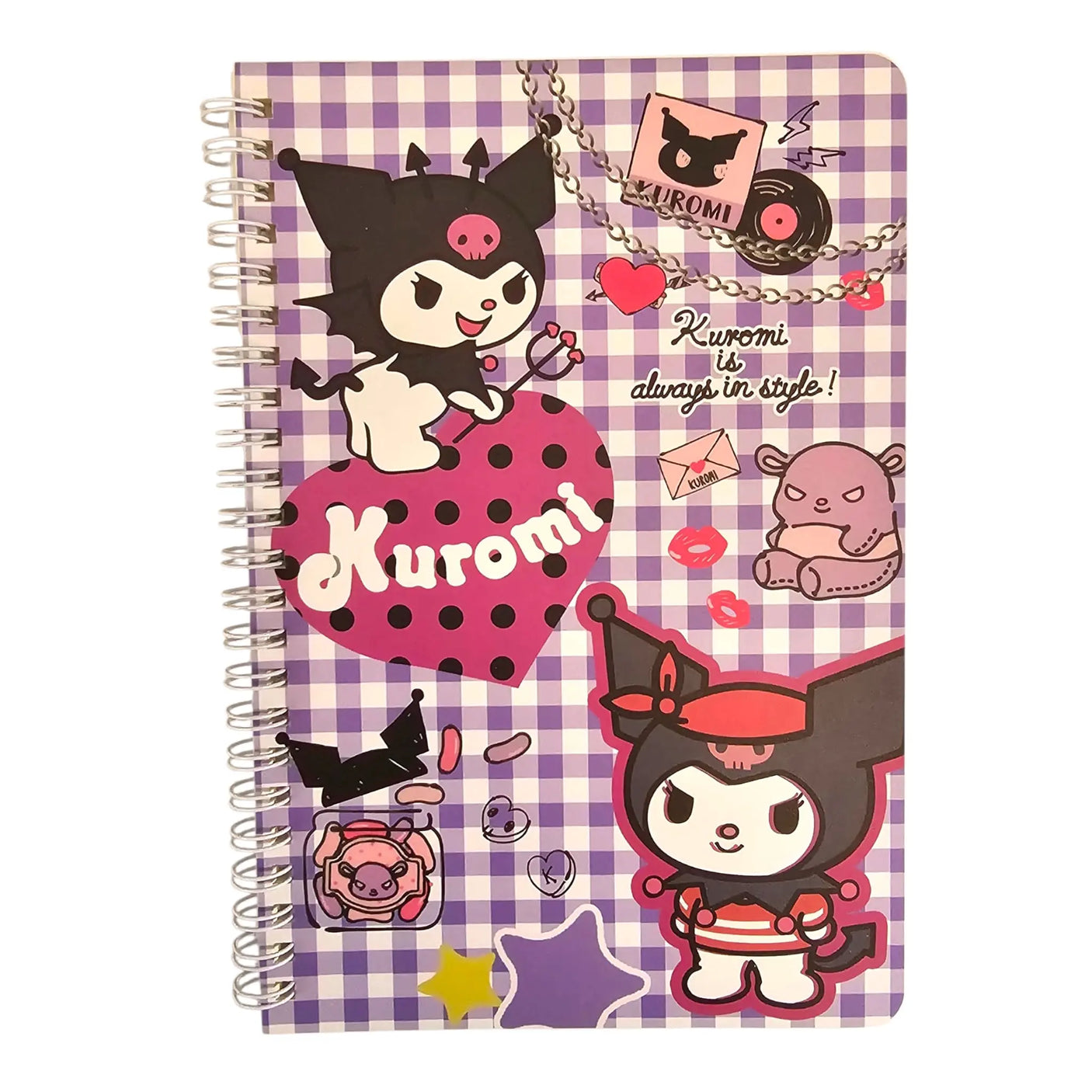 libreta con espiral sanrio kuromi líneas