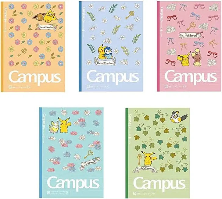 pack 5 cuadernos campus pokémon pikachu flower series 6mm B Line