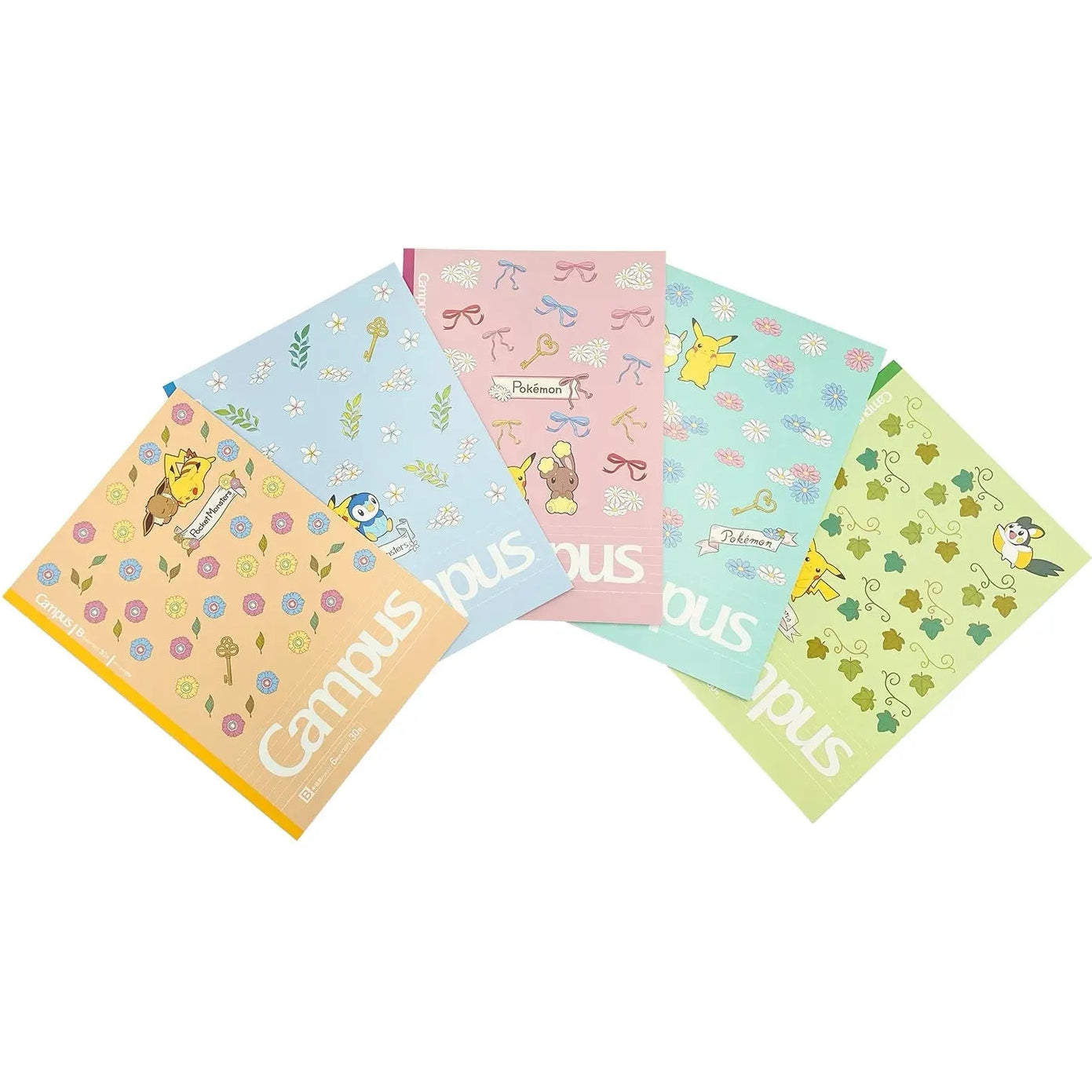 pack 5 cuadernos campus pokémon pikachu flower series 6mm B Line