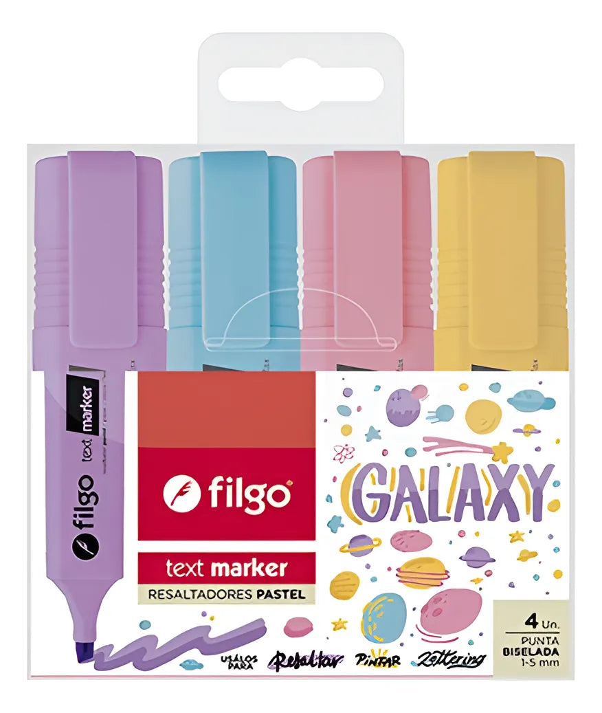 set de 4 destacadores text marker - tonos pastel