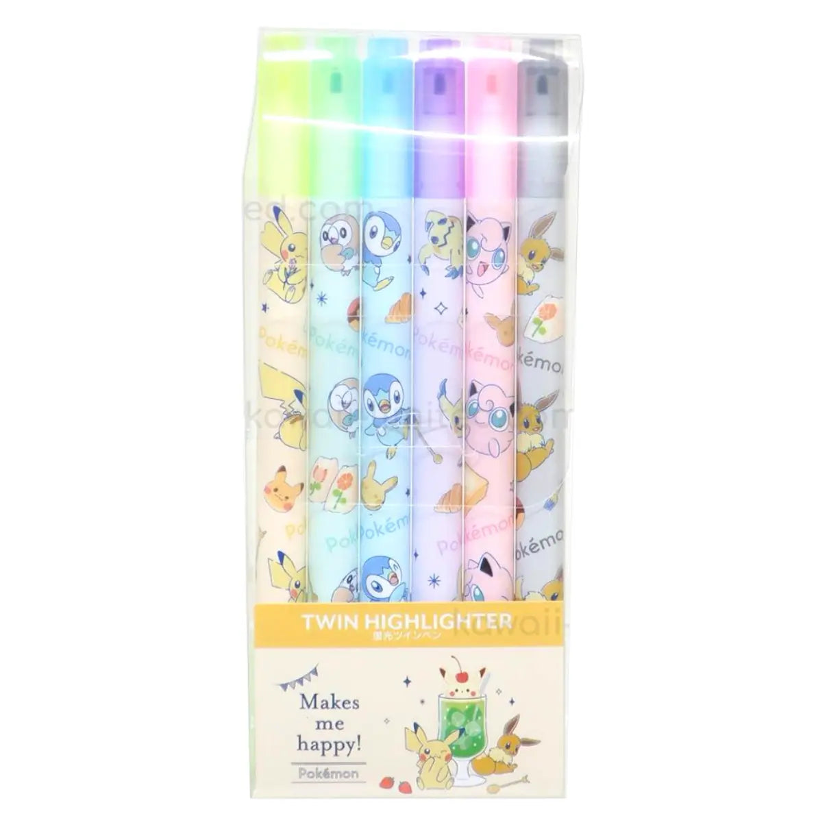 set 6 destacadores doble punta pokémon (colores pastel)