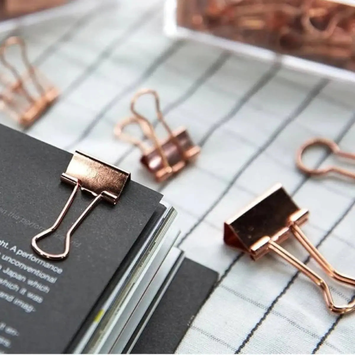 apretadores metálicos rose gold 19mm - caja 12 unidades (binder clips)