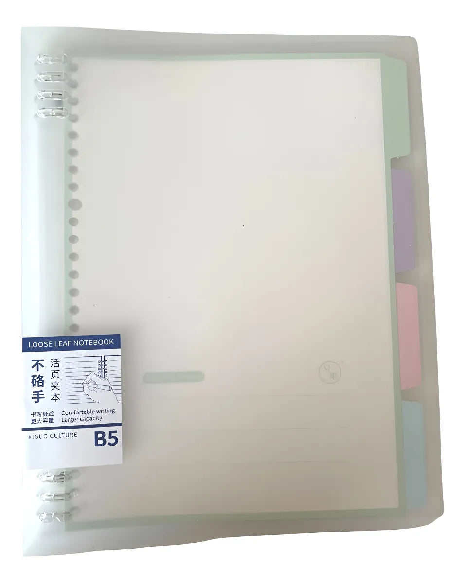 cuaderno archivador B5 con sistema refill (26 anillos) - recargable