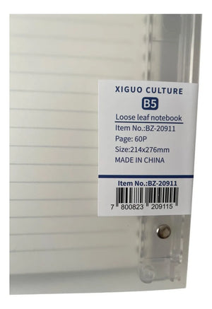 cuaderno archivador B5 con sistema refill (26 anillos) - recargable