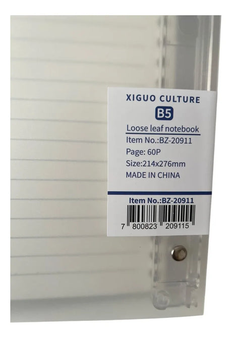 cuaderno archivador B5 con sistema refill (26 anillos) - recargable