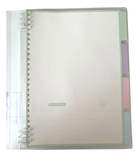 cuaderno archivador B5 con sistema refill (26 anillos) - recargable