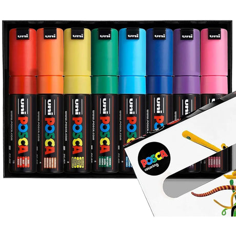 set marcadores uni posca punta gruesa 8k 8 colores