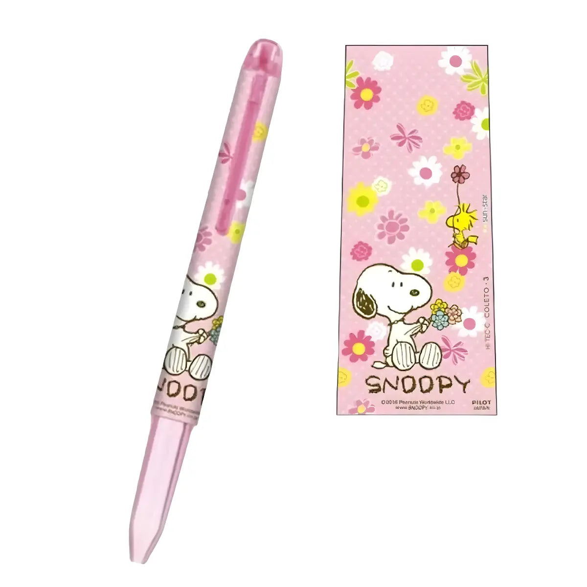 barril lápiz 3 tintas pilot hi tec c snoopy peanuts - pink