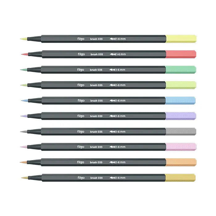 set 10 lápices brush pen filgo colores pasteles / vivos