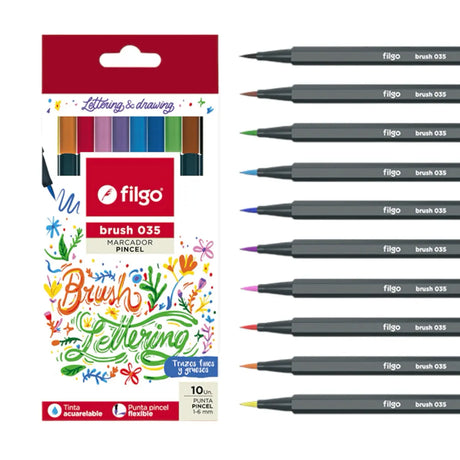 set 10 lápices brush pen filgo colores pasteles / vivos