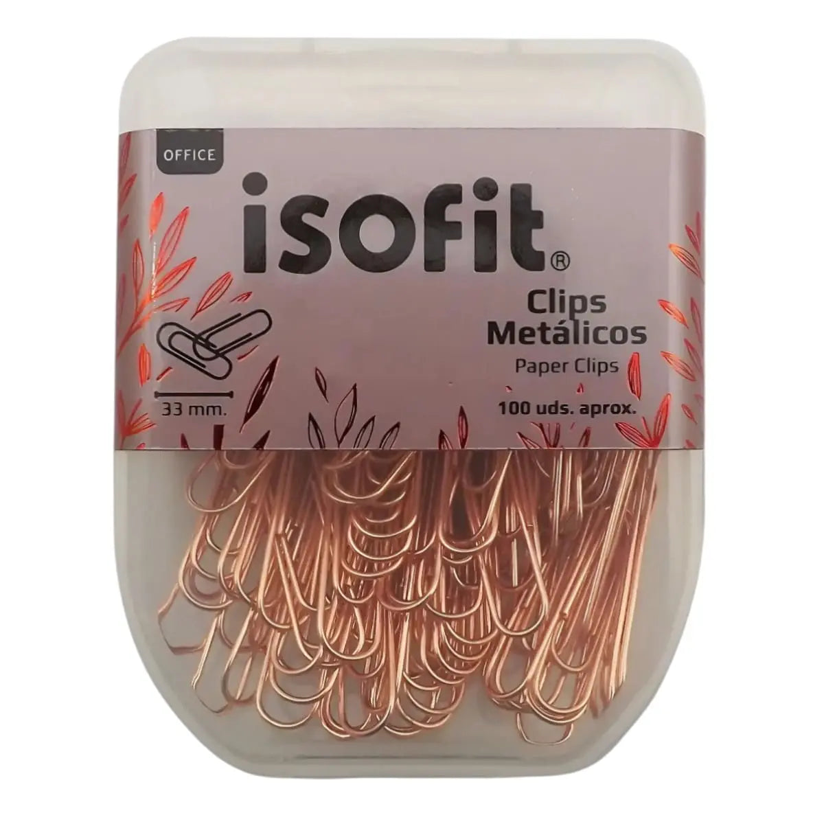 clips metálicos rose gold - 33 mm (100 unidades)