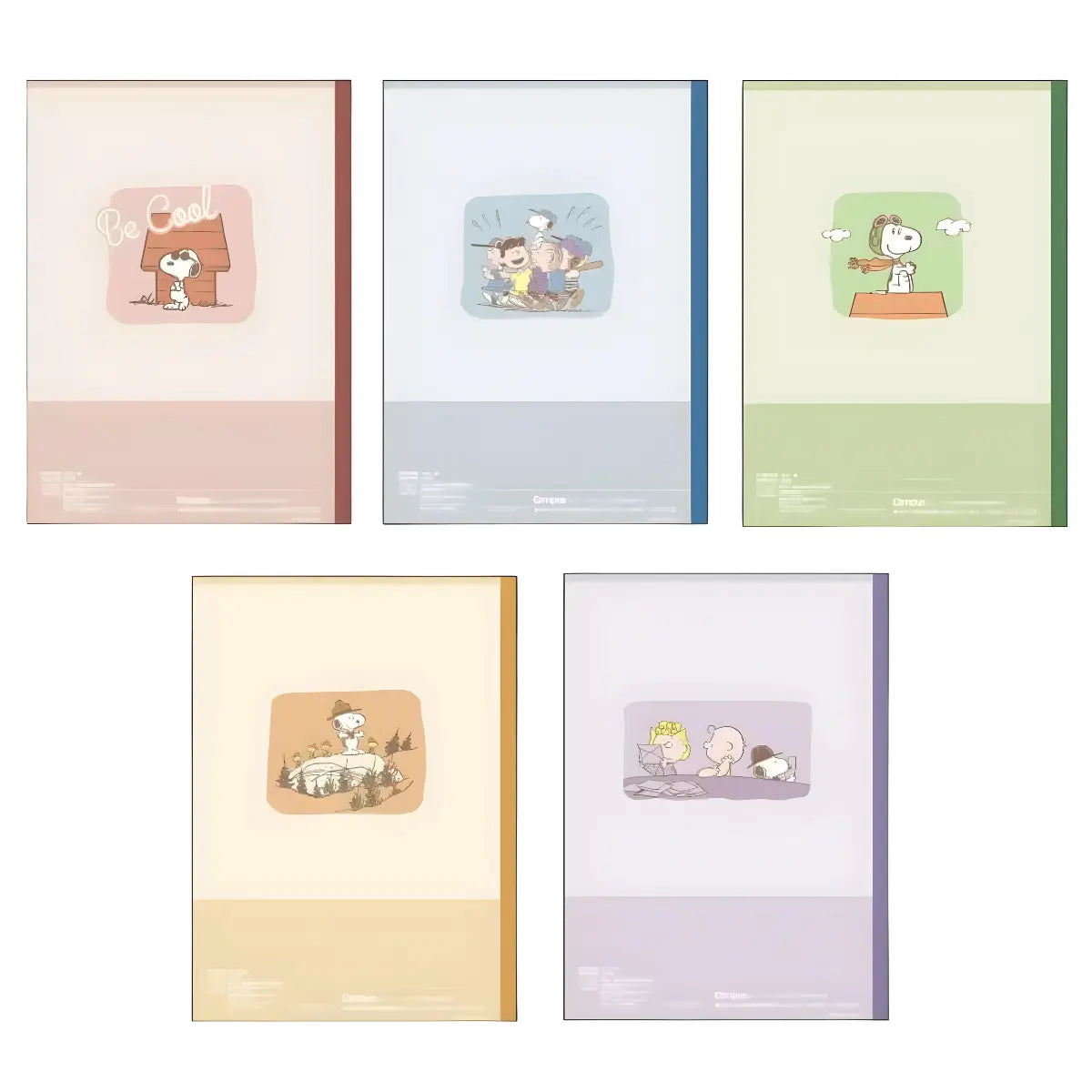 pack 5 cuadernos campus snoopy action