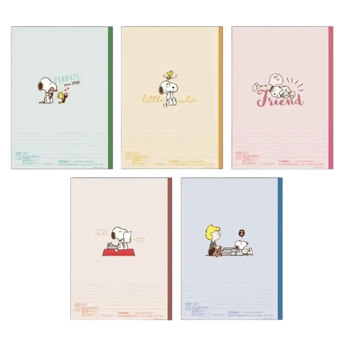 pack 5 cuadernos campus snoopy cartas