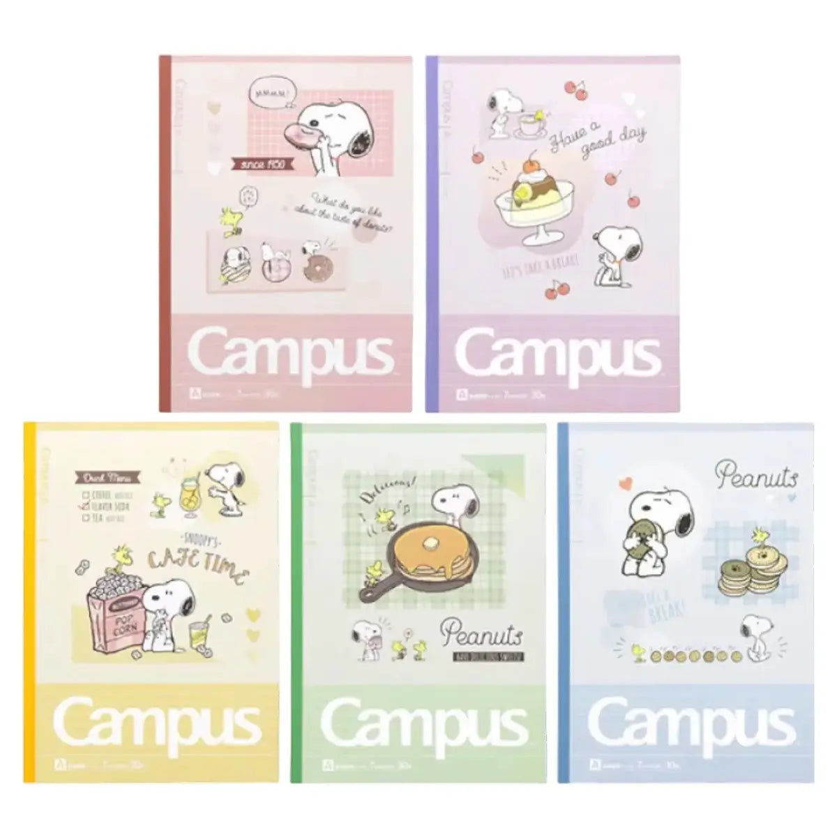 pack 5 cuadernos campus snoopy donuts