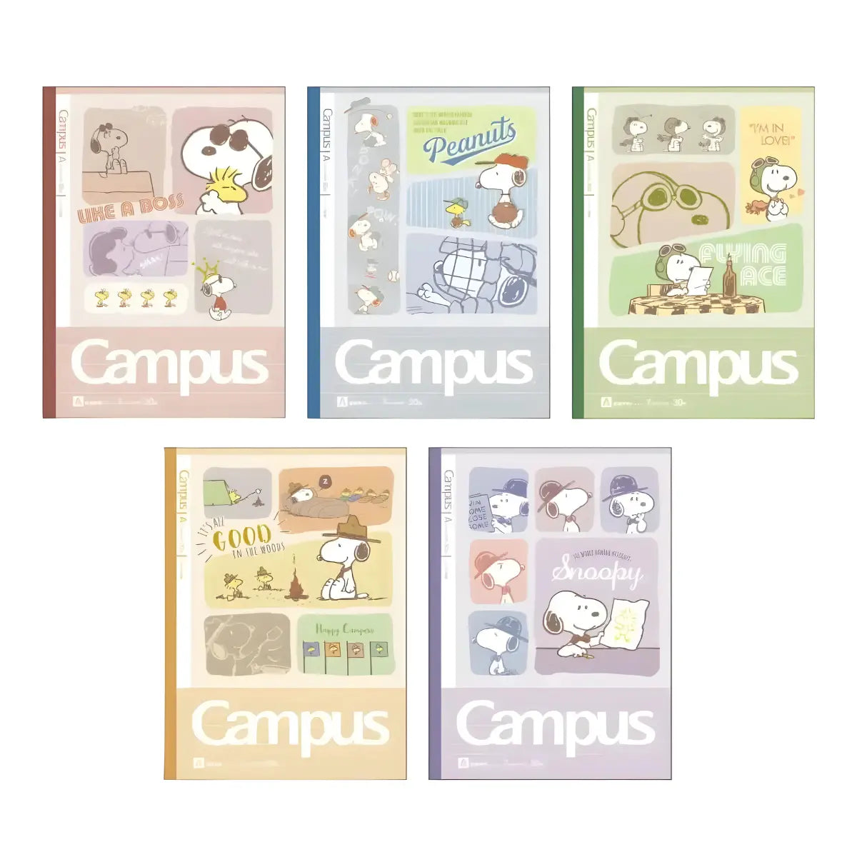 pack 5 cuadernos campus snoopy action