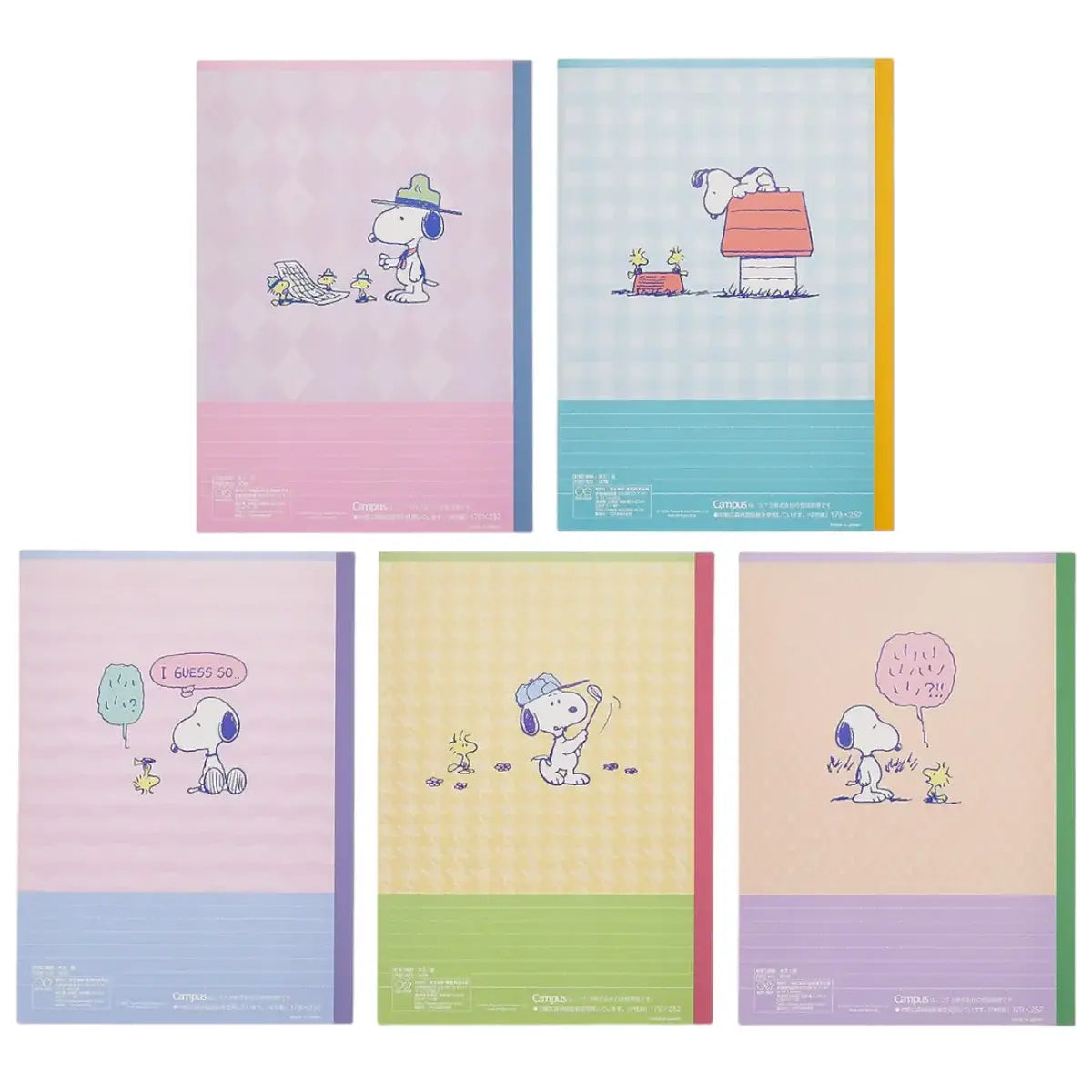 pack 5 cuadernos campus snoopy frases