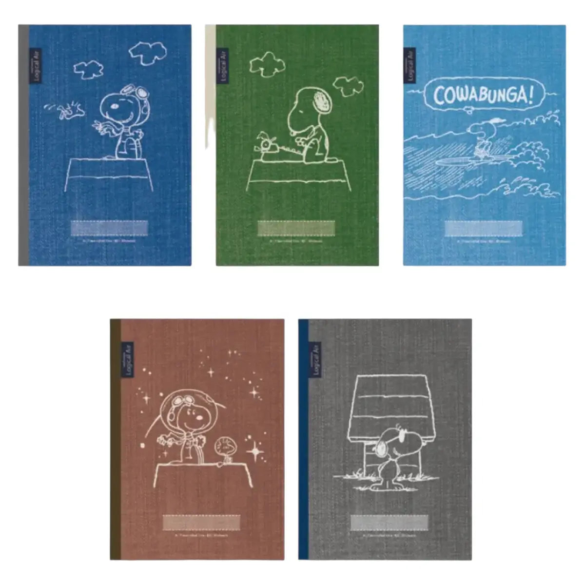 pack 5 cuadernos logical snoopy dark