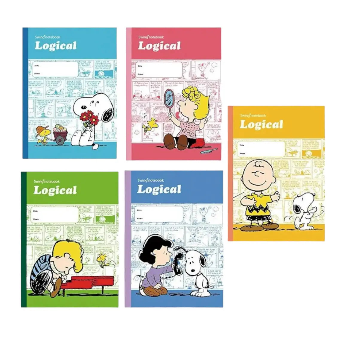 pack 5 cuadernos logical snoopy amigos comics