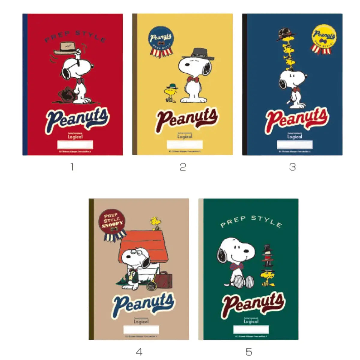 pack 5 cuadernos logical snoopy prep style