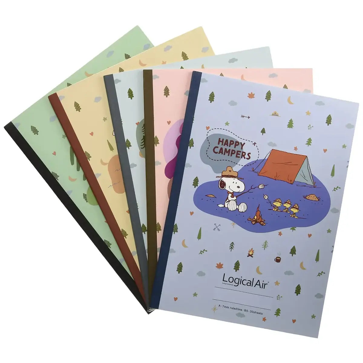 pack 5 cuadernos logical snoopy scout