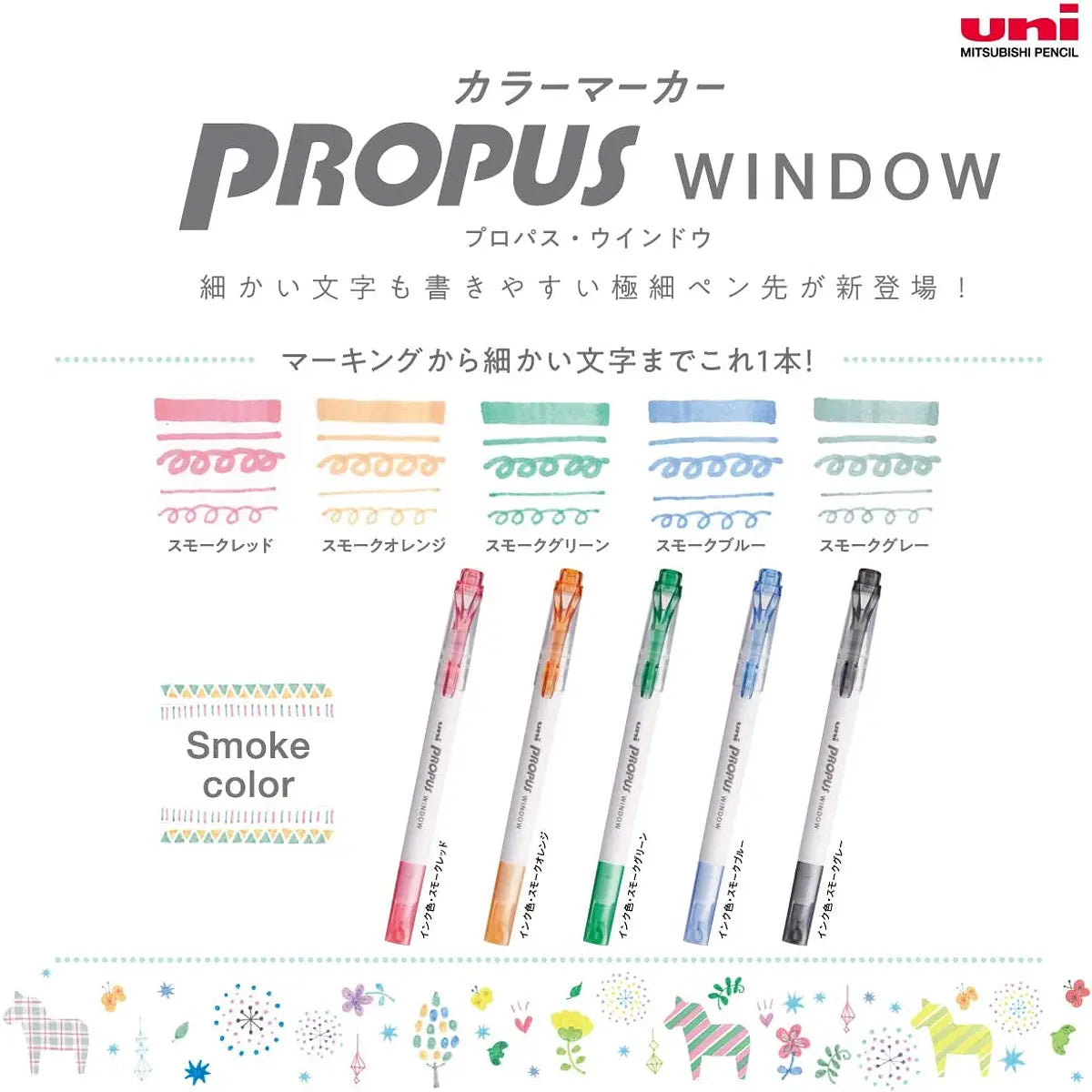 set 5 destacadores uni propus basic smoke light