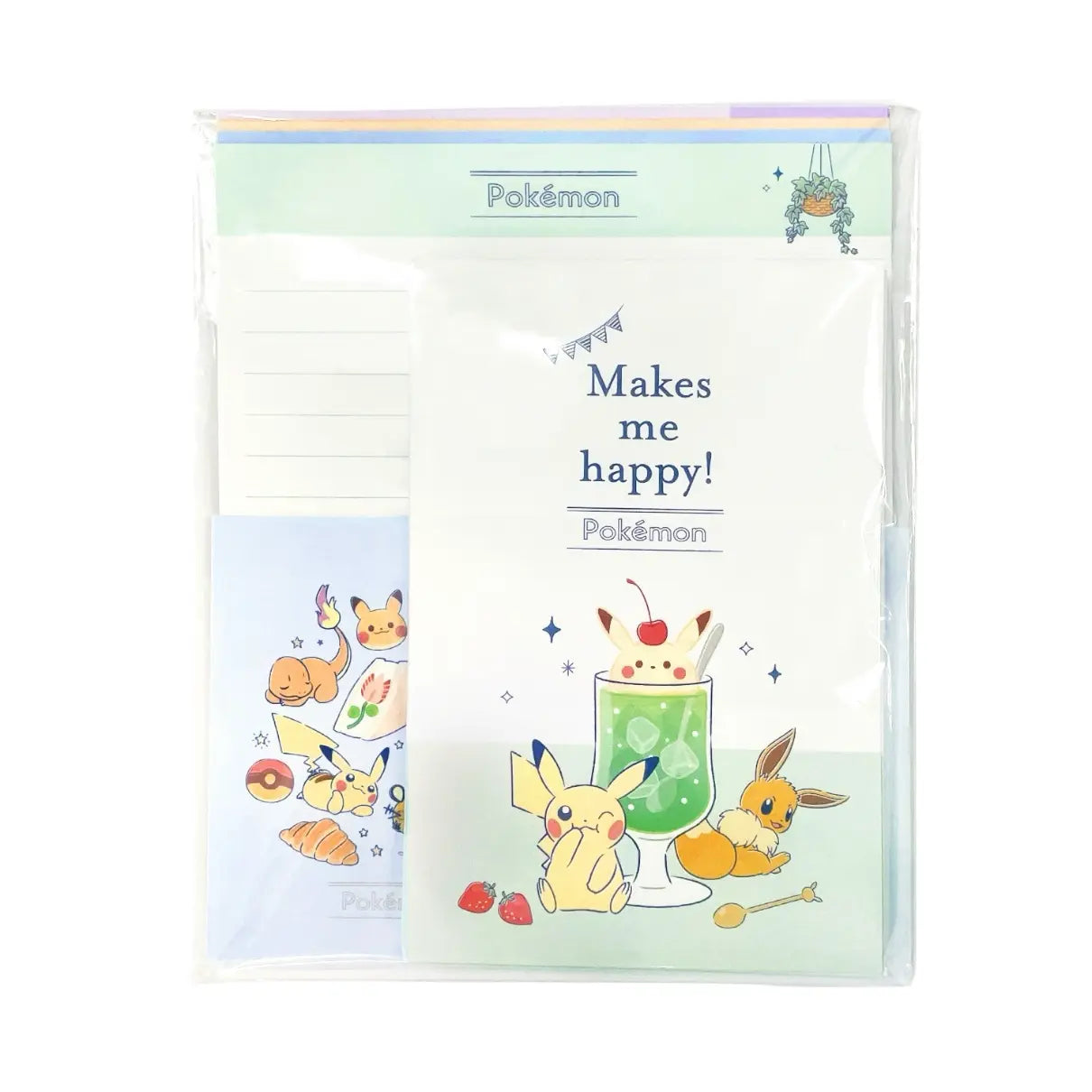 set de cartas y sobres pokémon (28 hojas / 14 sobres)
