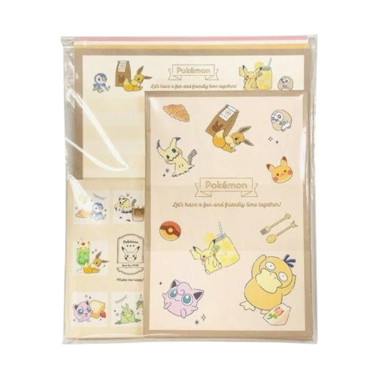 set de cartas y sobres pokémon (28 hojas / 14 sobres)