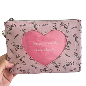 estuche cosmetiquero snoopy peanuts rosa