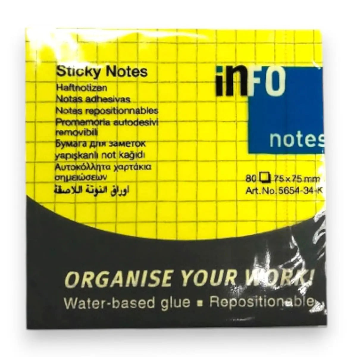 notas adhesivas global notes 75x75mm a cuadros - calidad alemana (80 Hojas)