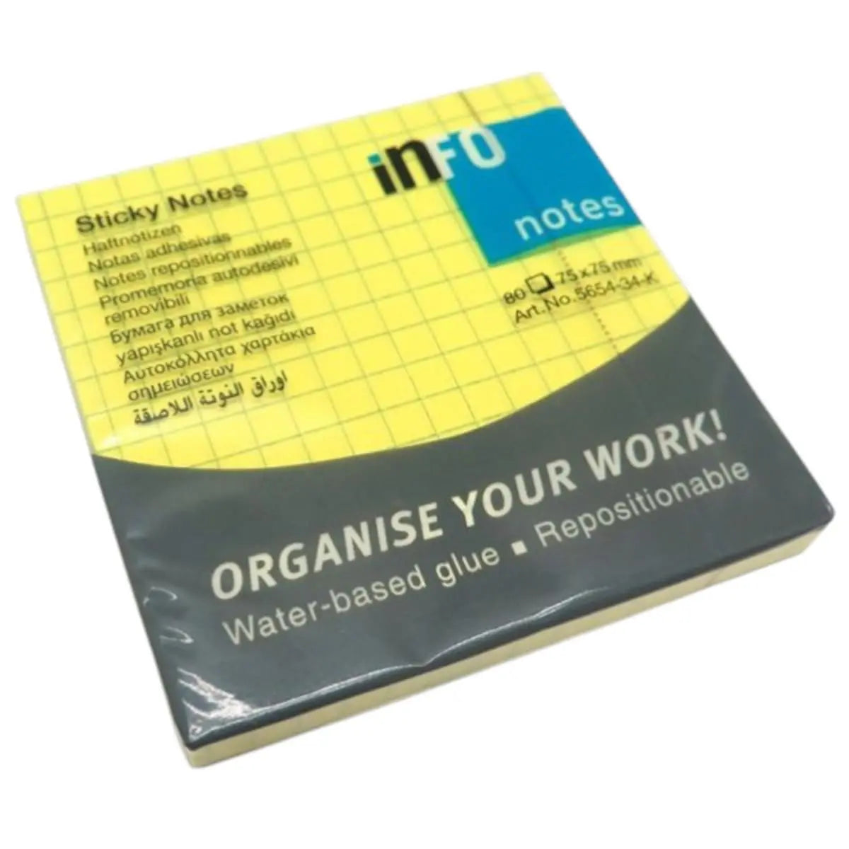 notas adhesivas global notes 75x75mm a cuadros - calidad alemana (80 Hojas)