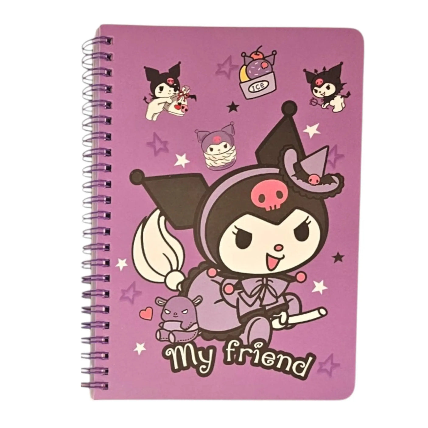 libreta con espiral personajes sanrio hojas líneas color