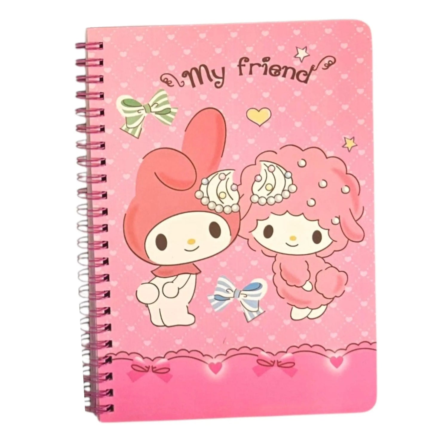 libreta con espiral personajes sanrio hojas líneas color