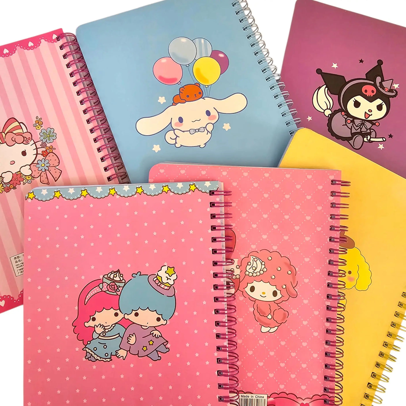 libreta con espiral personajes sanrio hojas líneas color