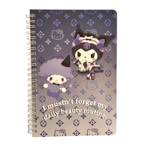 libreta con espiral sanrio kuromi líneas