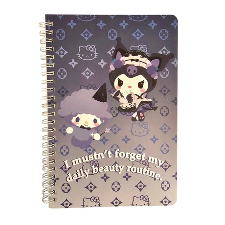 libreta con espiral sanrio kuromi líneas