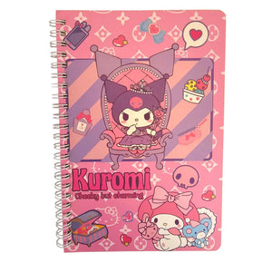 libreta con espiral sanrio kuromi líneas