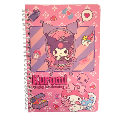 libreta con espiral sanrio kuromi líneas