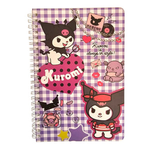 libreta con espiral sanrio kuromi líneas