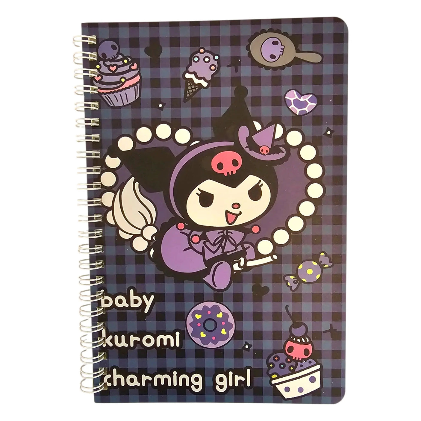 libreta con espiral sanrio kuromi líneas