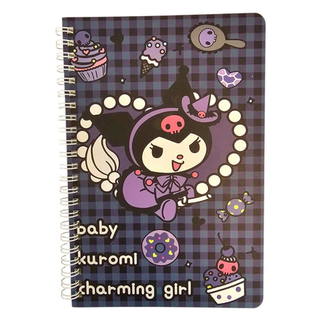 libreta con espiral sanrio kuromi líneas