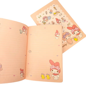 libreta sanrio my melody hojas con diseño líneas