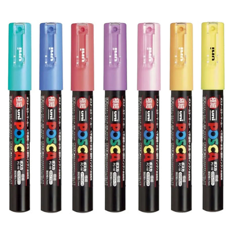 set marcadores uni posca punta extra fina 1m 7 colores pasteles